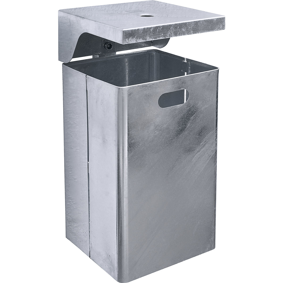 Waste collector for outdoor use, hot dip galvanised, capacity 50 l, WxHxD 310 x 685 x 360 mm, integrated ashtray-3