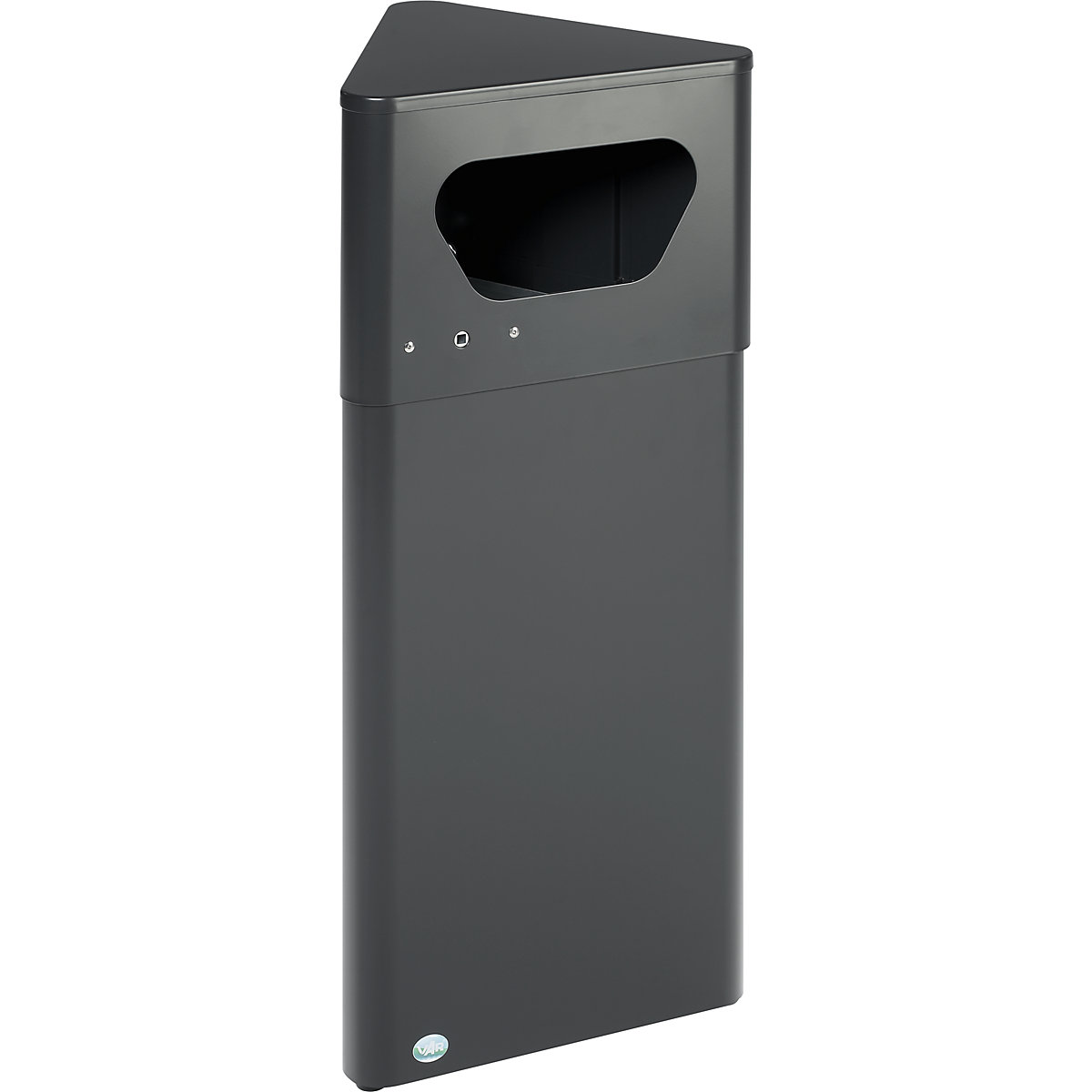 Waste collector, triangular – VAR, capacity 32 l, with inner container, black grey-5