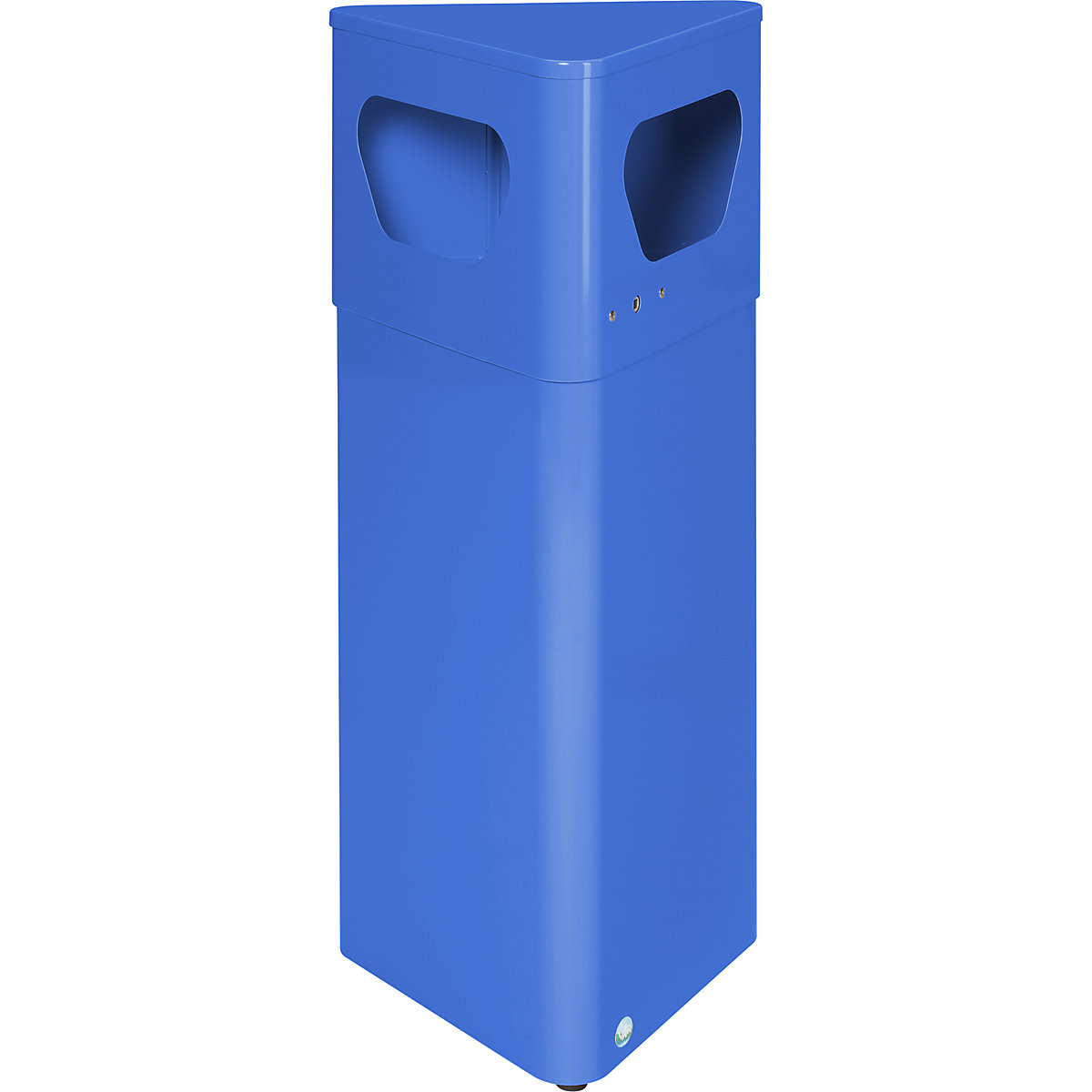 Waste collector, triangular – VAR, capacity 32 l, with inner container, gentian blue-2