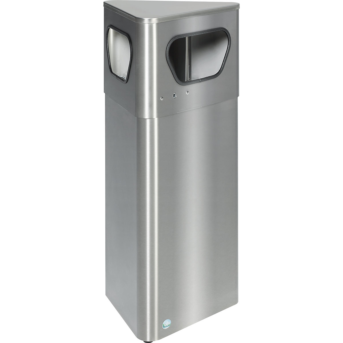 Waste collector, triangular – VAR, capacity 32 l, with inner container, stainless steel-3