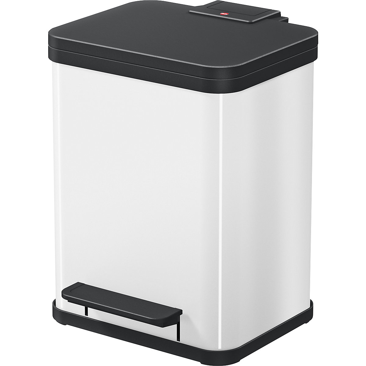 Eco waste collector with pedal – Hailo, duo Plus M, capacity 2 x 9 l, white-6