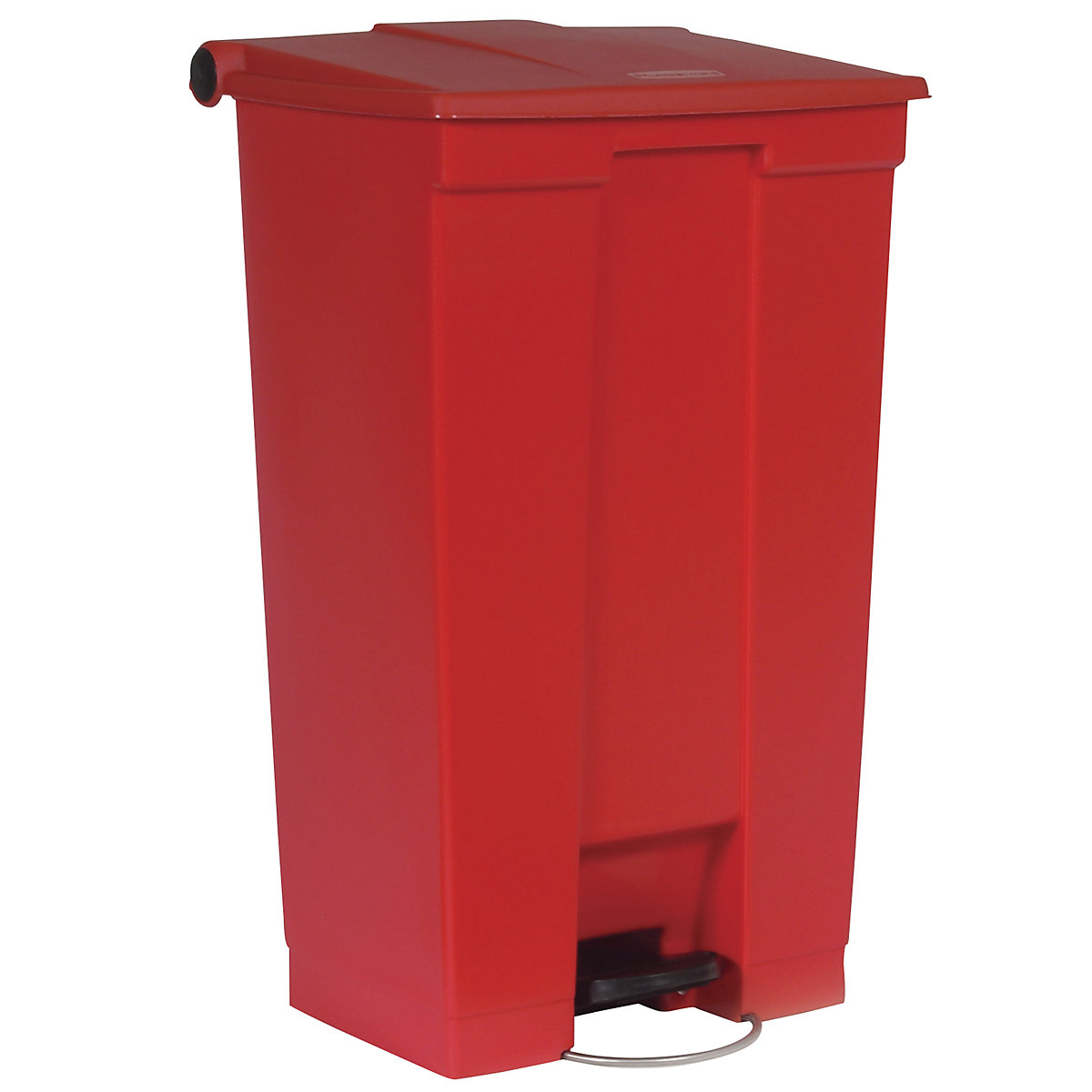 Industrial pedal bin – Rubbermaid, capacity 87 l, with roller, red, 3+ items-5