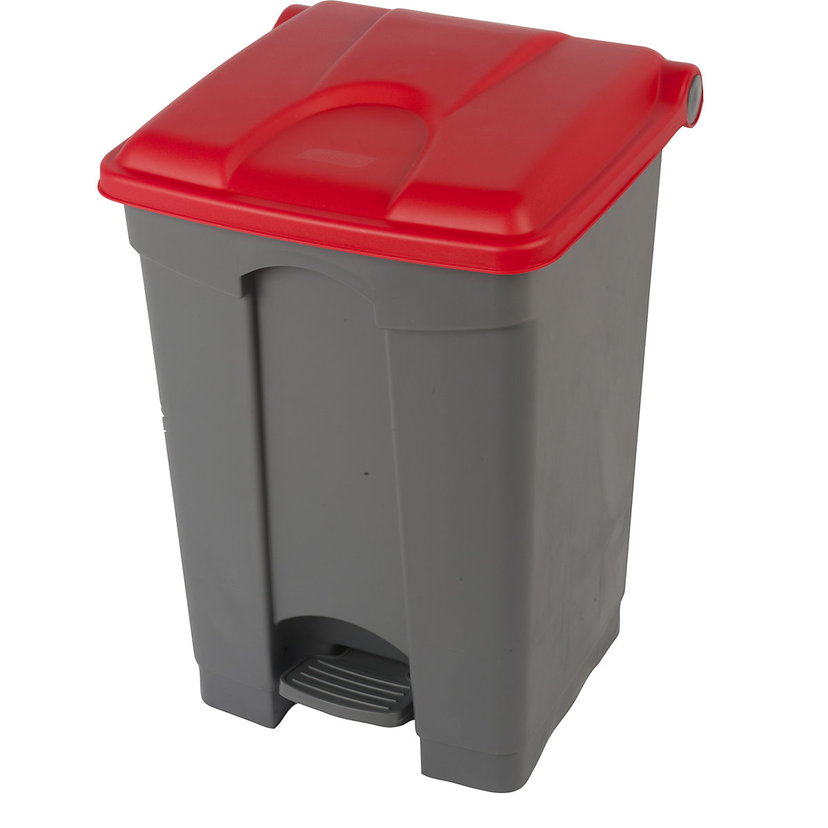 EUROKRAFTbasic – Pedal waste collector, capacity 45 l, WxHxD 410 x 600 x 400 mm, grey, red lid