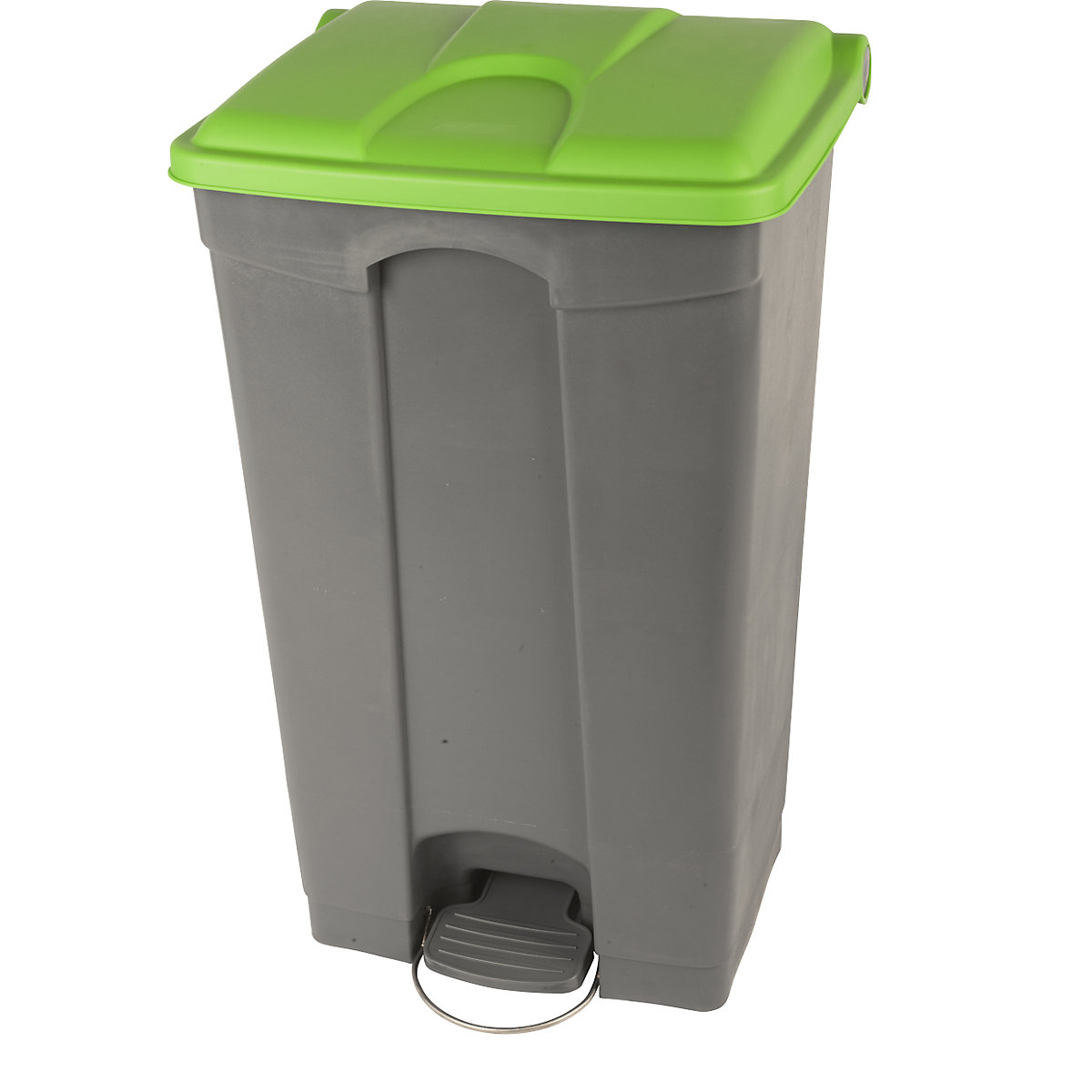 EUROKRAFTbasic – Pedal waste collector, capacity 90 l, WxHxD 505 x 790 x 410 mm, grey, green lid