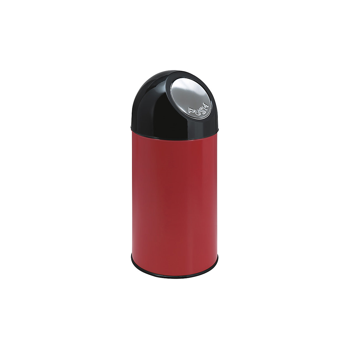 Push rubbish bin, capacity 40 l, zinc plated inner container, red