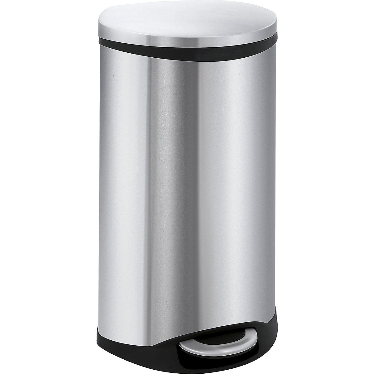 Waste collector with pedal, shell shape – EKO, capacity 30 l, HxWxD 690 x 340 x 375 mm, stainless steel body-4