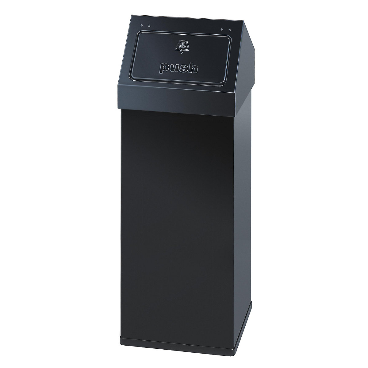 Waste collector with push lid, capacity 110 l, WxHxD 390 x 1000 x 390 mm, aluminium, black-2