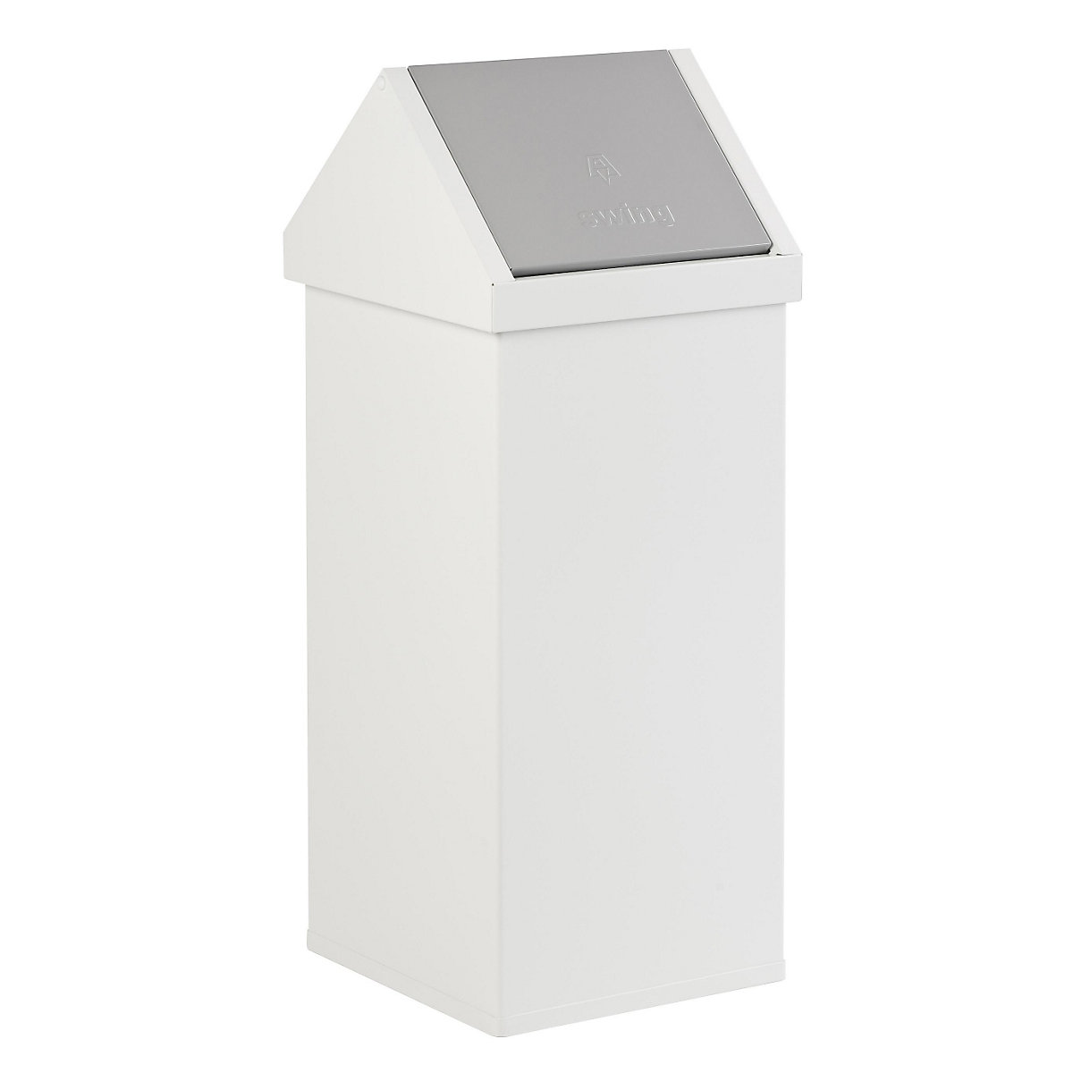 Waste collector with swing lid, capacity 110 l, WxHxD 360 x 1000 x 360 mm, aluminium, white-2