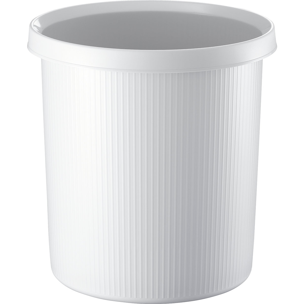 Plastic waste paper bin with stripes – helit, capacity 18 l, pack of 5, white-4
