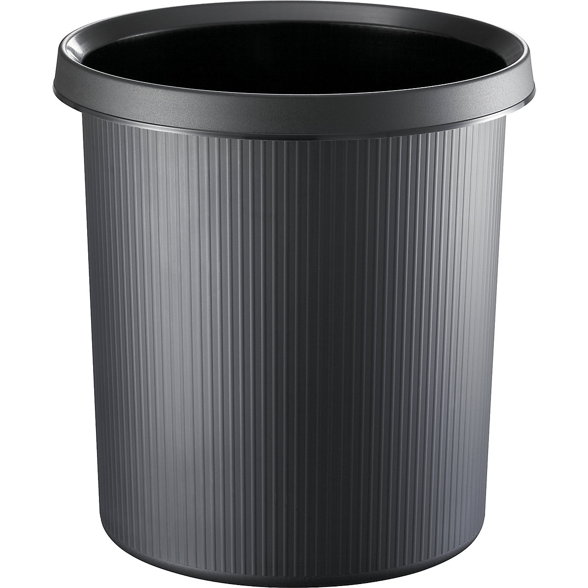 Plastic waste paper bin with stripes – helit, capacity 18 l, pack of 5, black-3
