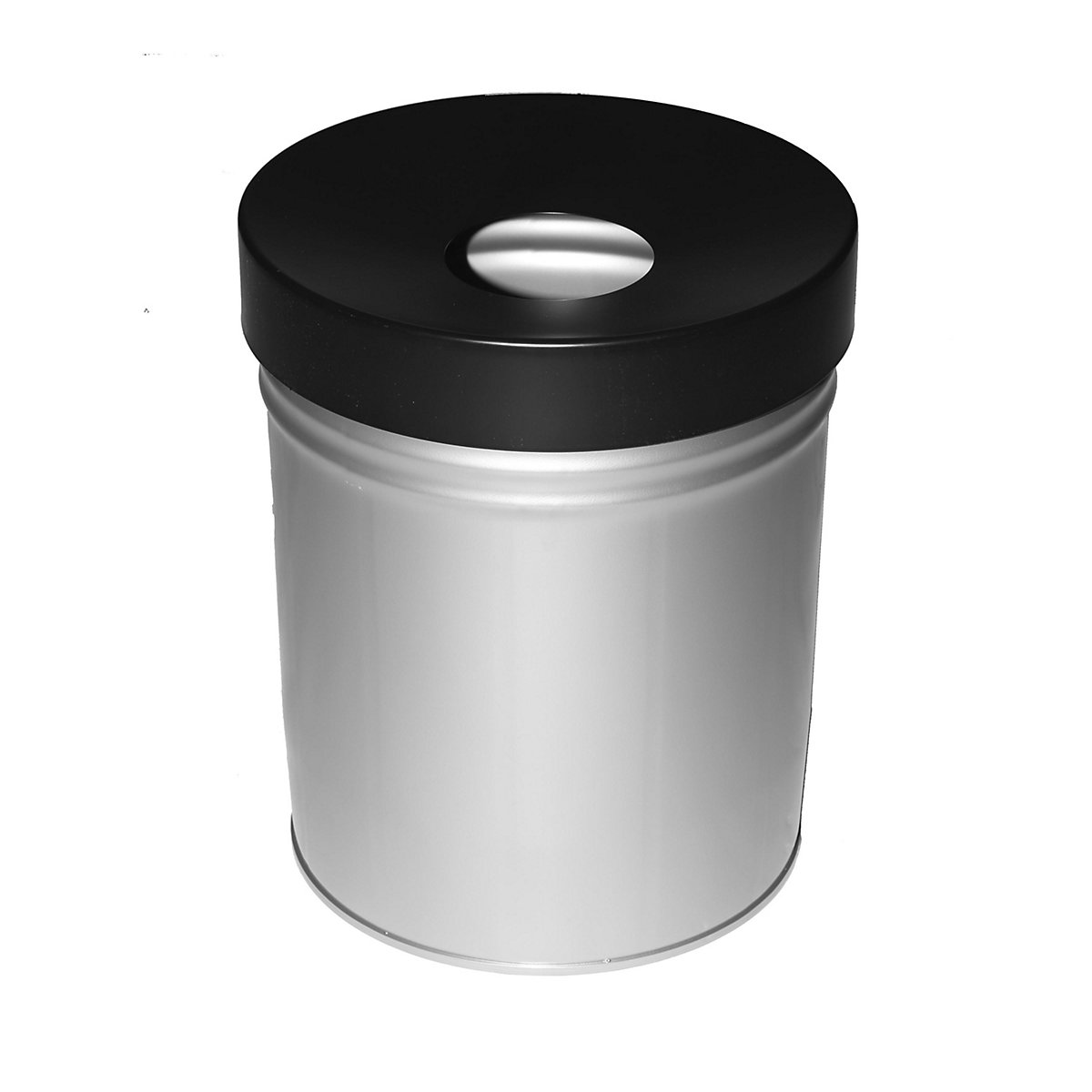 Waste collector, self extinguishing, capacity 30 l, HxØ 415 x 344 mm, new silver