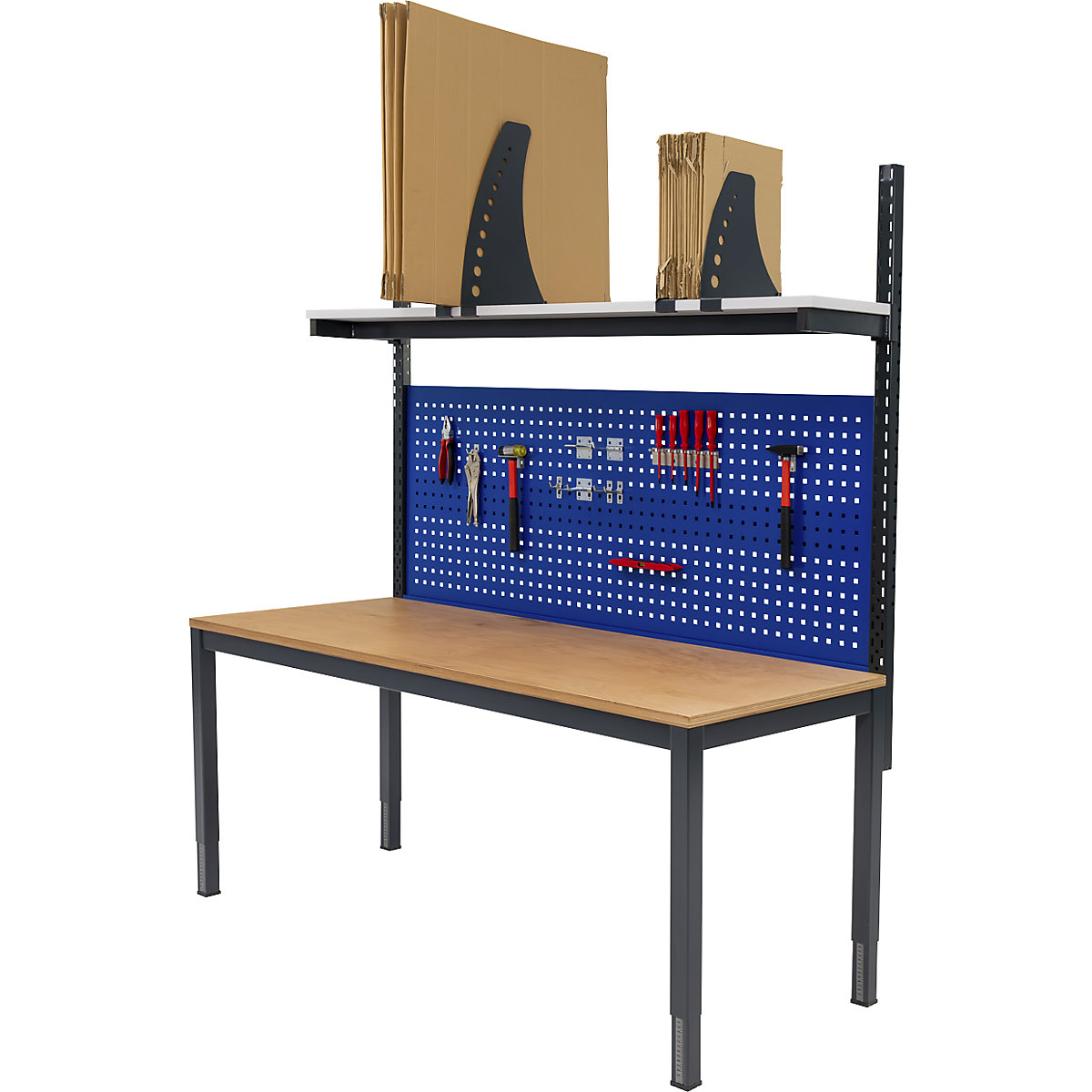 Höhenverstellbarer Arbeitstisch mit Etagenbord eurokraft basic (Produktabbildung 3)-2
