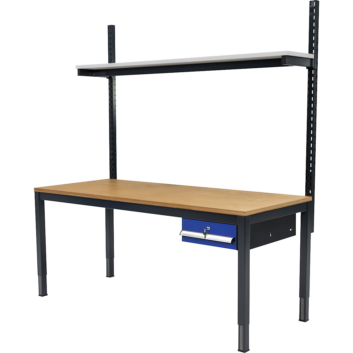 Höhenverstellbarer Arbeitstisch mit Etagenbord eurokraft basic (Produktabbildung 4)-3