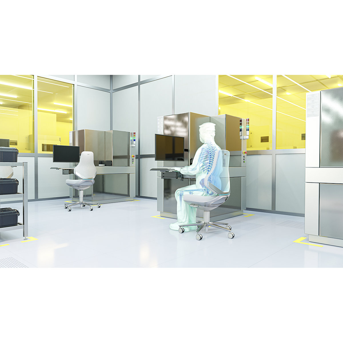 Reinraum-Arbeitsdrehstuhl TEXON bimos (Produktabbildung 3)-2
