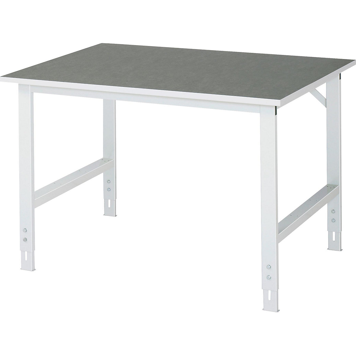 Werktafel, in hoogte verstelbaar – RAU, 760 – 1080 mm, linoleum blad, b x d = 1250 x 1000 mm, lichtgrijs-7