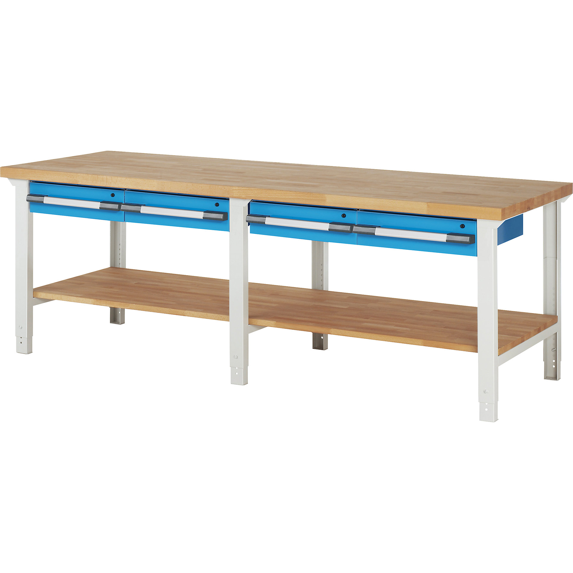 EUROKRAFTpro Werkbank: 4 Hängeschubladen, 1 Ablageboden, Tiefe 900 mm