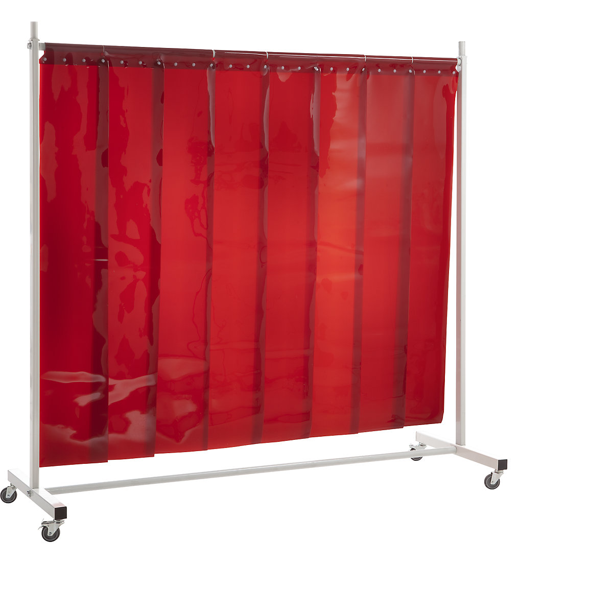 Schweißer-Schutzwand, mobil, mit Lamellenvorhang, rot, BxH 2100 x 2100 mm, 1-teilig-5