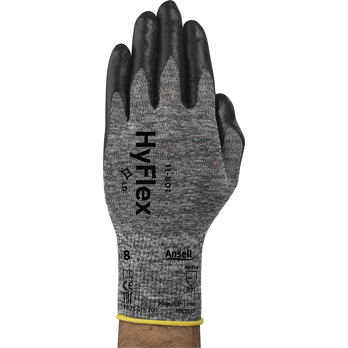 HyFlex 11 801 work gloves Ansell black pack of 12 pairs