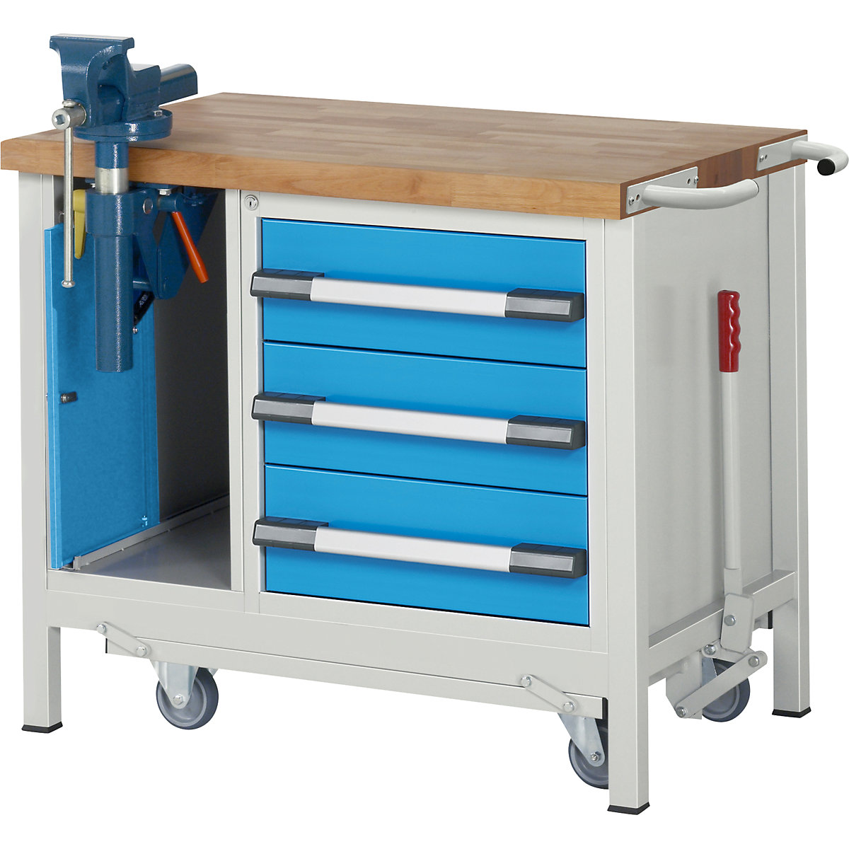 Mobile and lowerable workbench, Series 8000 frame construction - eurokraft pro