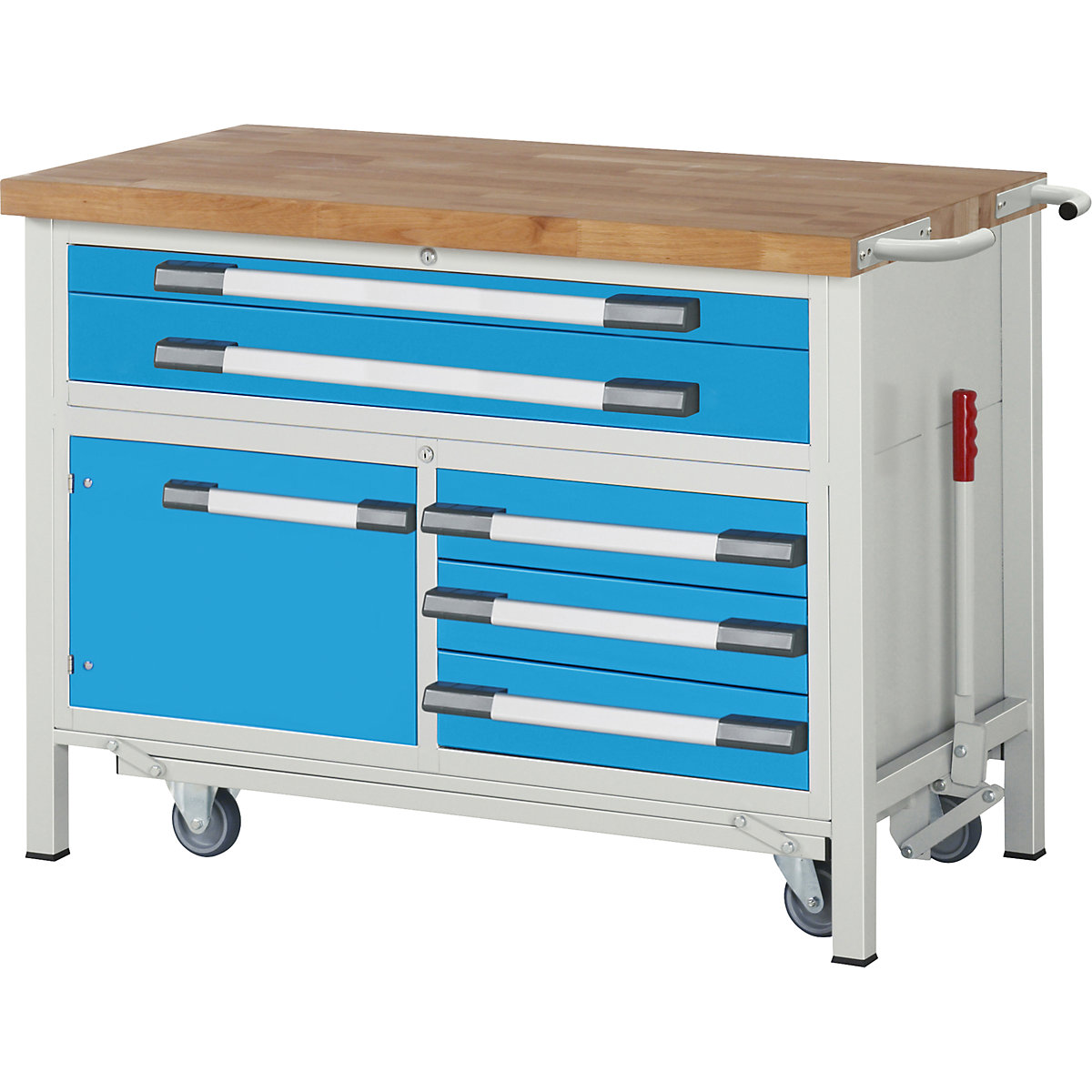 Mobile and lowerable workbench, Series 8000 frame construction - eurokraft pro