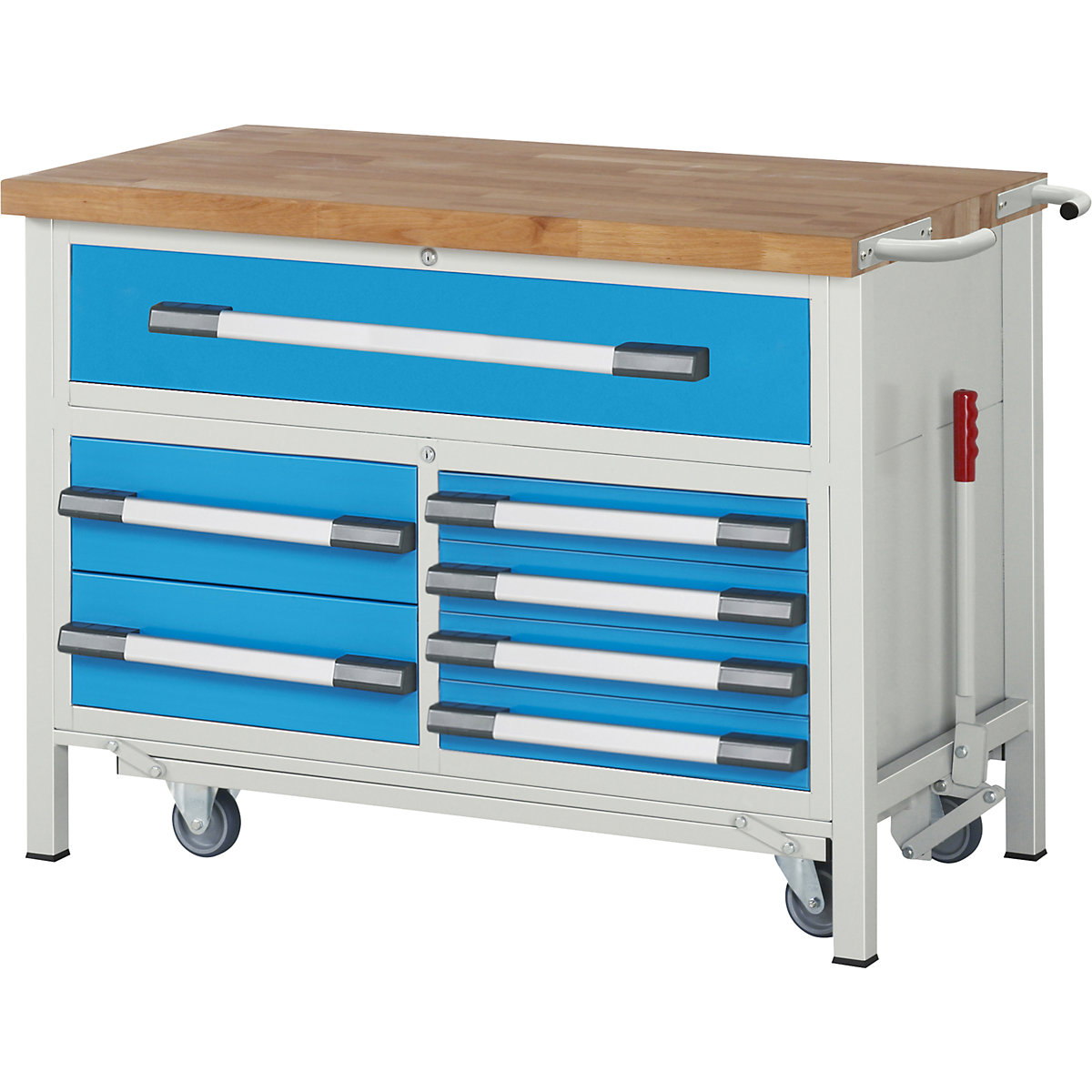 Mobile and lowerable workbench, Series 8000 frame construction - eurokraft pro
