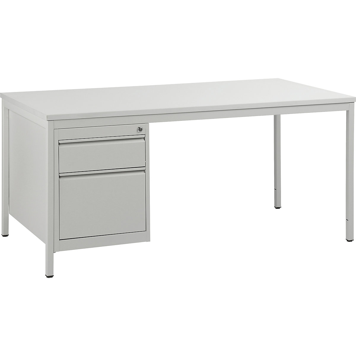 Foreman's desk, light grey – eurokraft basic, drawers 1 x 140 mm, 1 x 280 mm, WxD 1600 x 800 mm-3