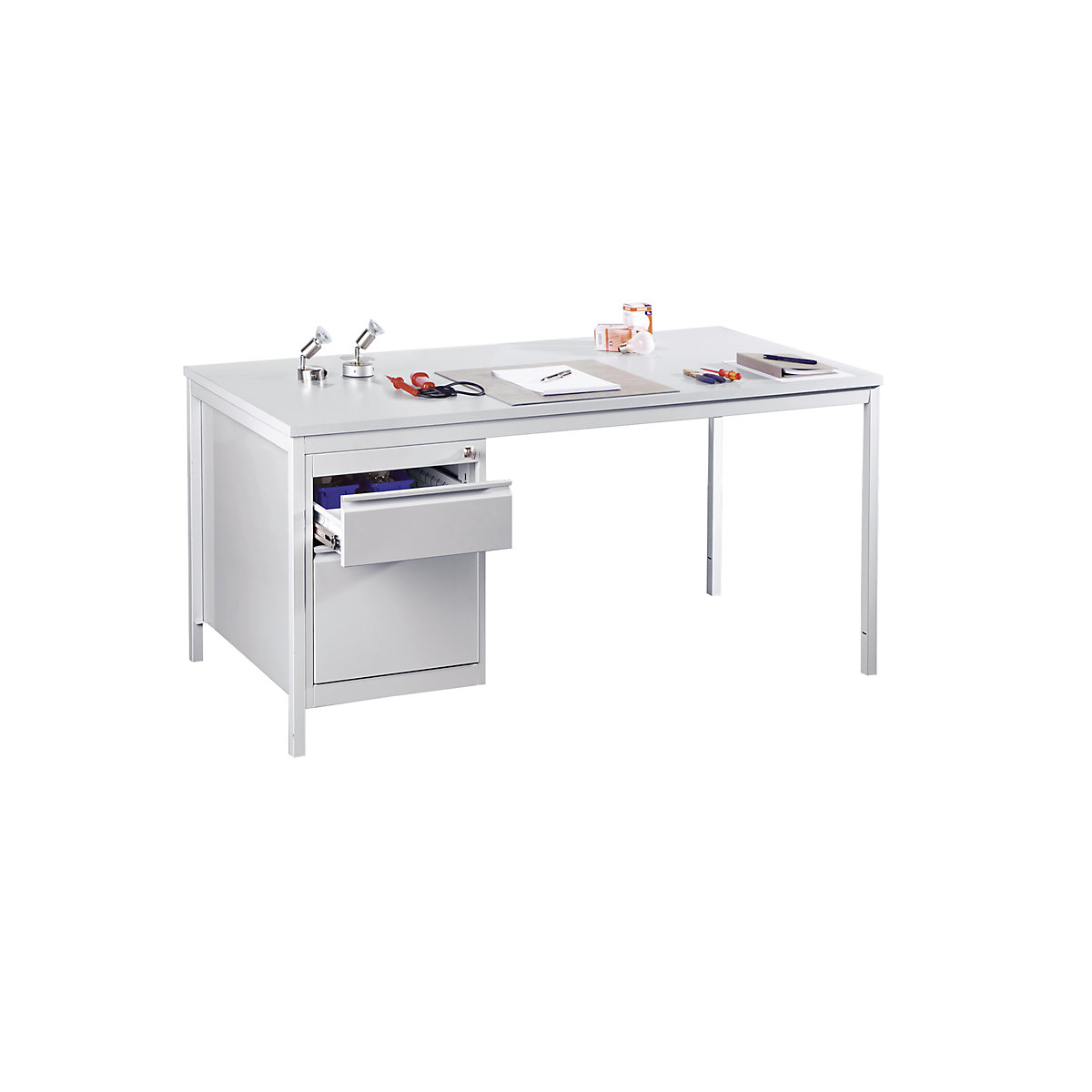 Foreman's desk, light grey – eurokraft basic (Product illustration 3)-2