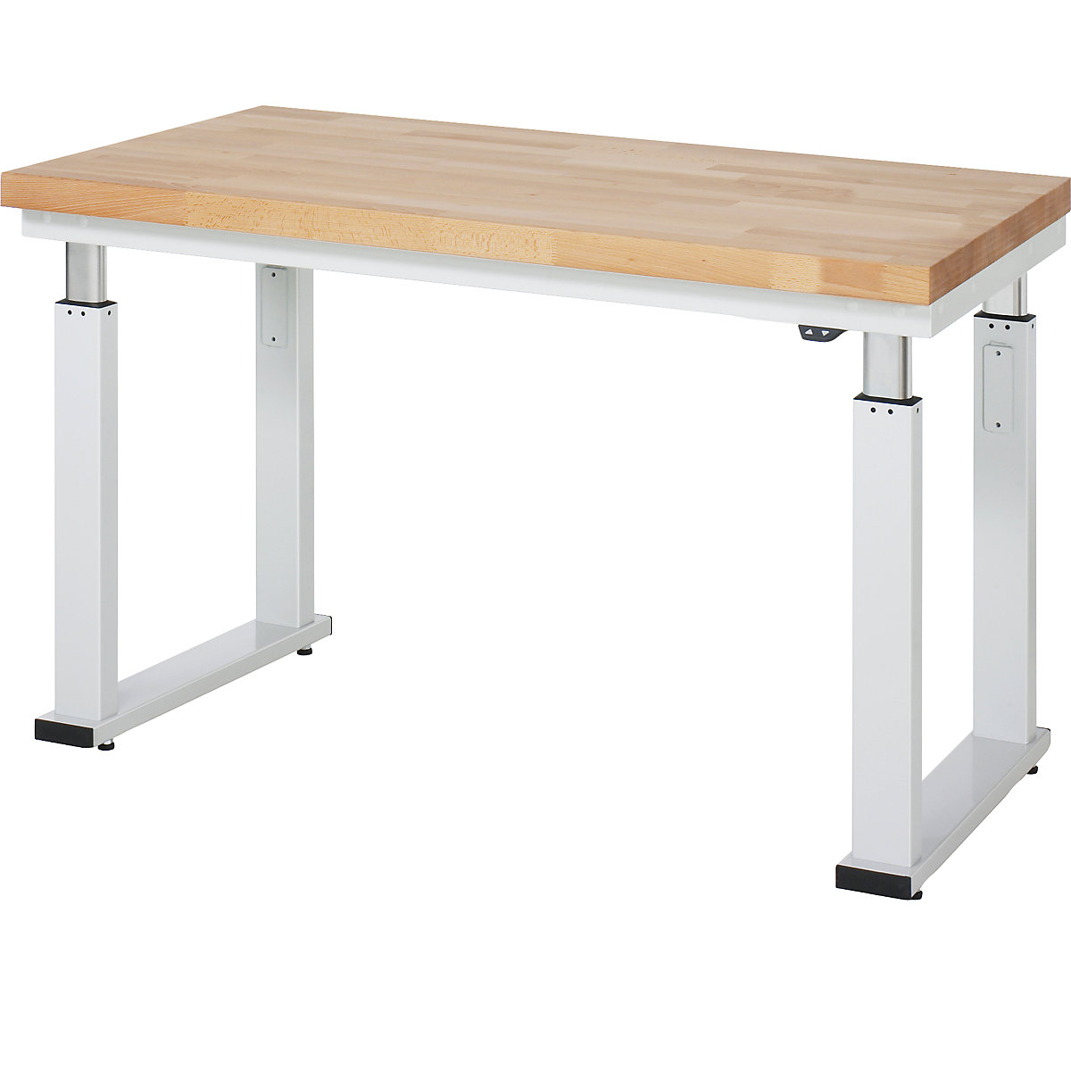 Work table, electric height adjustment – RAU, solid beech, max. load 600 kg, WxD 1250 x 700 mm-9