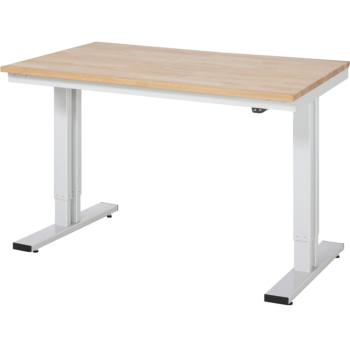 Work table, electric height adjustment – RAU, solid beech, max. load 300 kg, WxD 1250 x 800 mm-10