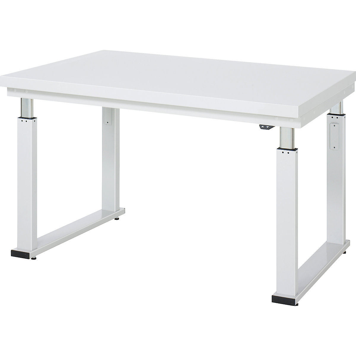 Work table, electric height adjustment – RAU, hardened laminate worktop, max. load 600 kg, WxD 1250 x 900 mm-7