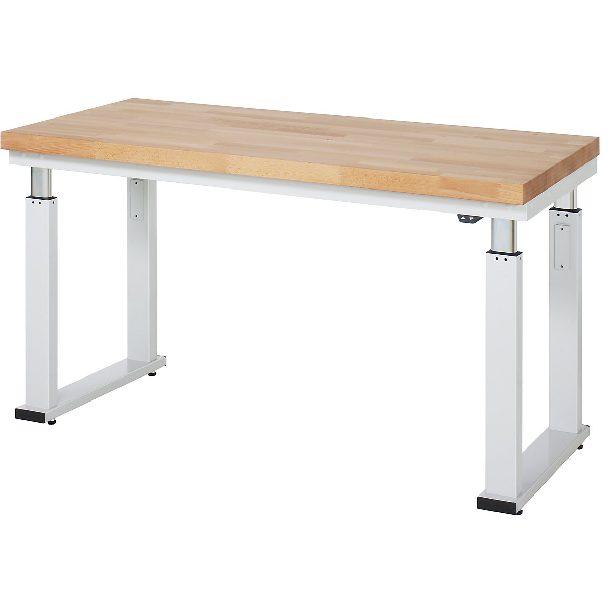 Work table, electric height adjustment – RAU, solid beech, max. load 600 kg, WxD 1500 x 700 mm-15