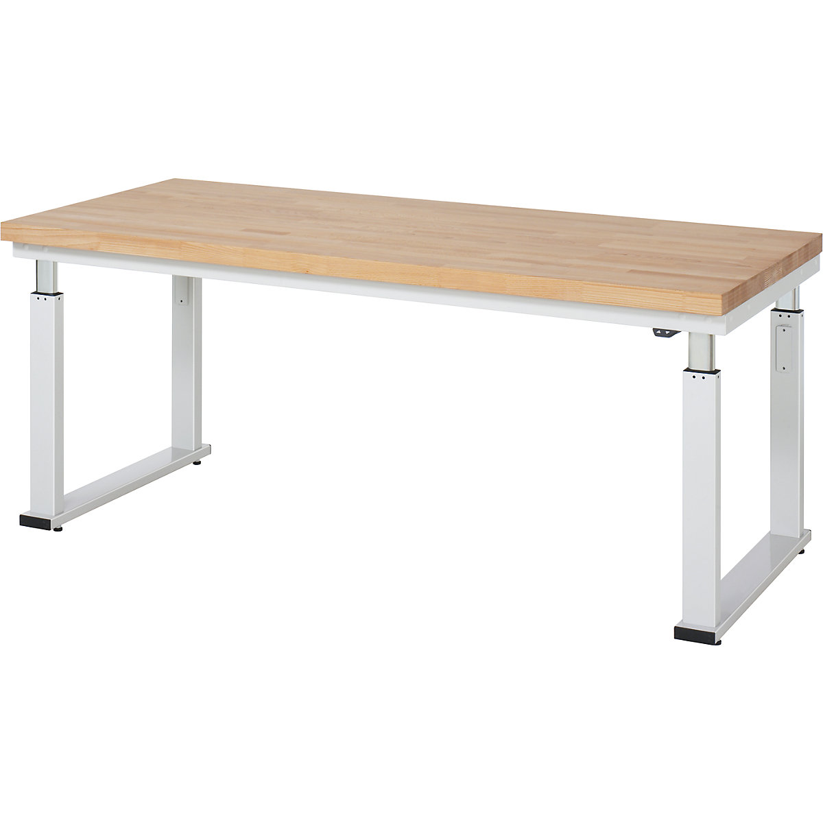 Work table, electric height adjustment – RAU, solid beech, max. load 600 kg, WxD 2000 x 900 mm-17