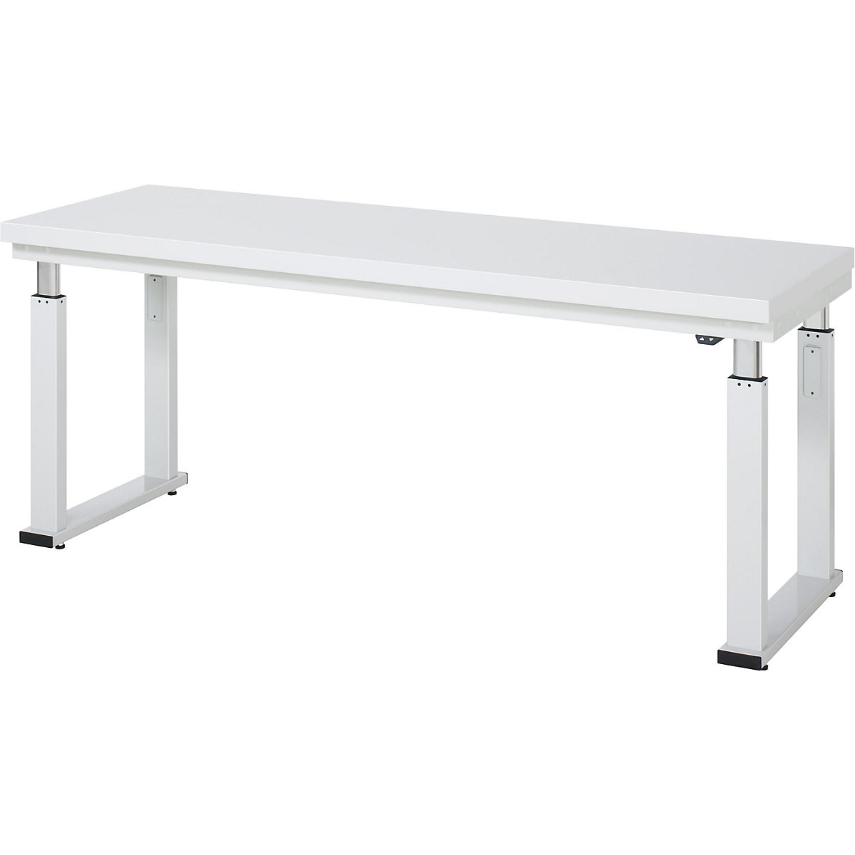 Work table, electric height adjustment – RAU, hardened laminate worktop, max. load 600 kg, WxD 2000 x 700 mm-12
