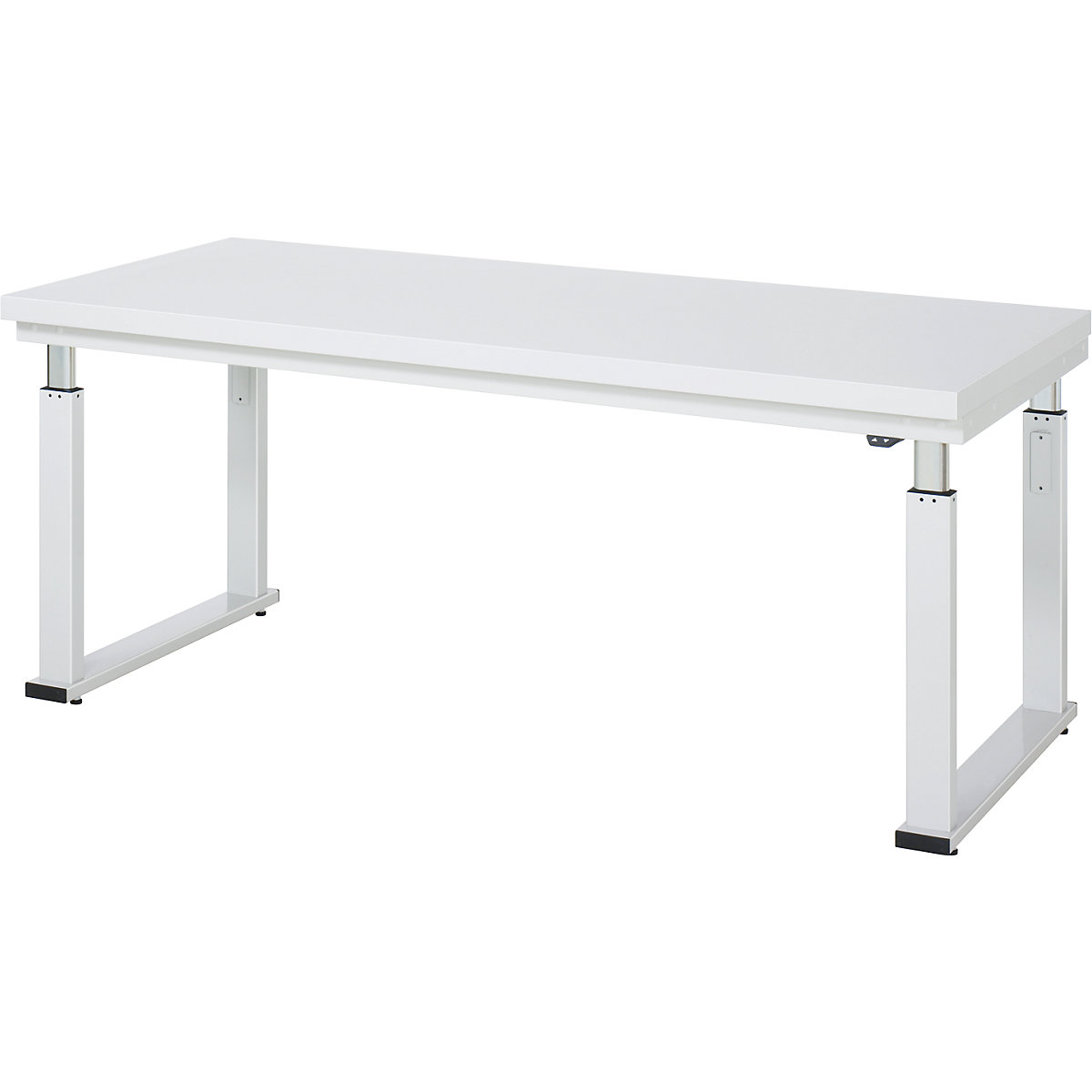 Work table, electric height adjustment – RAU, hardened laminate worktop, max. load 600 kg, WxD 2000 x 900 mm-10