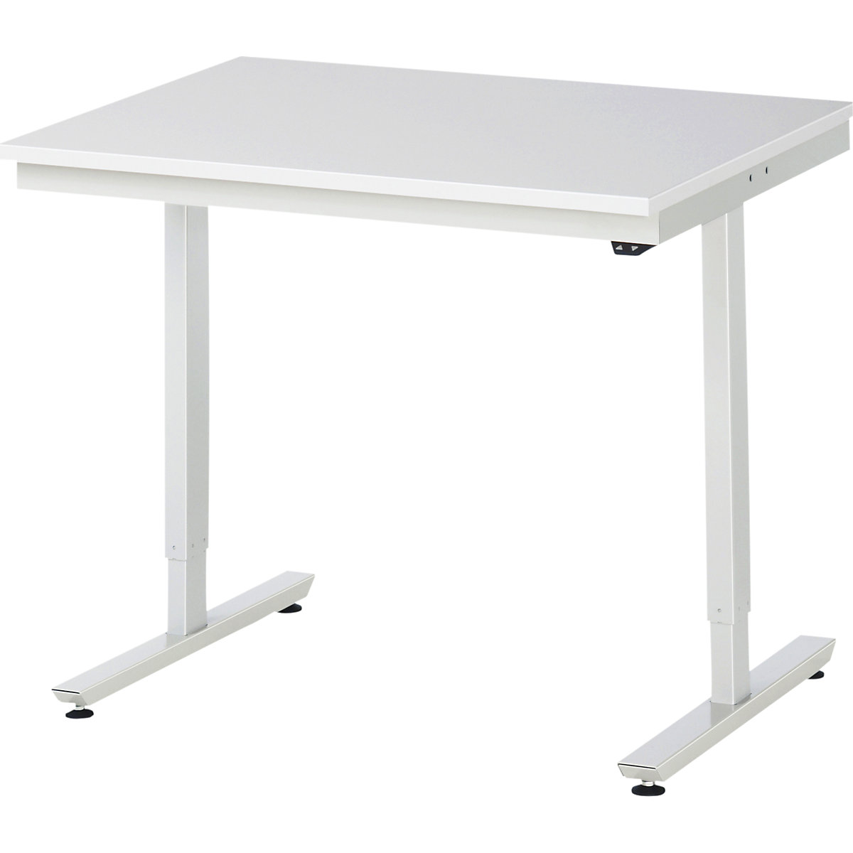 Work table, electric height adjustment – RAU, melamine worktop, max. load 150 kg, WxD 1000 x 800 mm-5