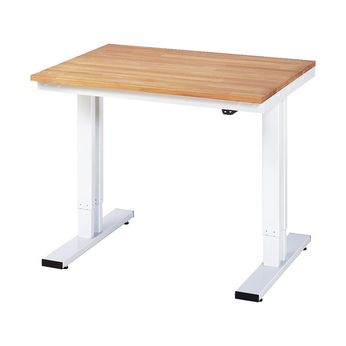 Work table, electric height adjustment – RAU, solid beech, max. load 300 kg, WxD 1000 x 800 mm-12