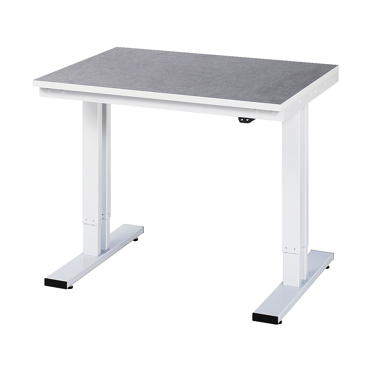 Work table, electric height adjustment – RAU, linoleum cover, max. load 300 kg, WxD 1000 x 800 mm-11