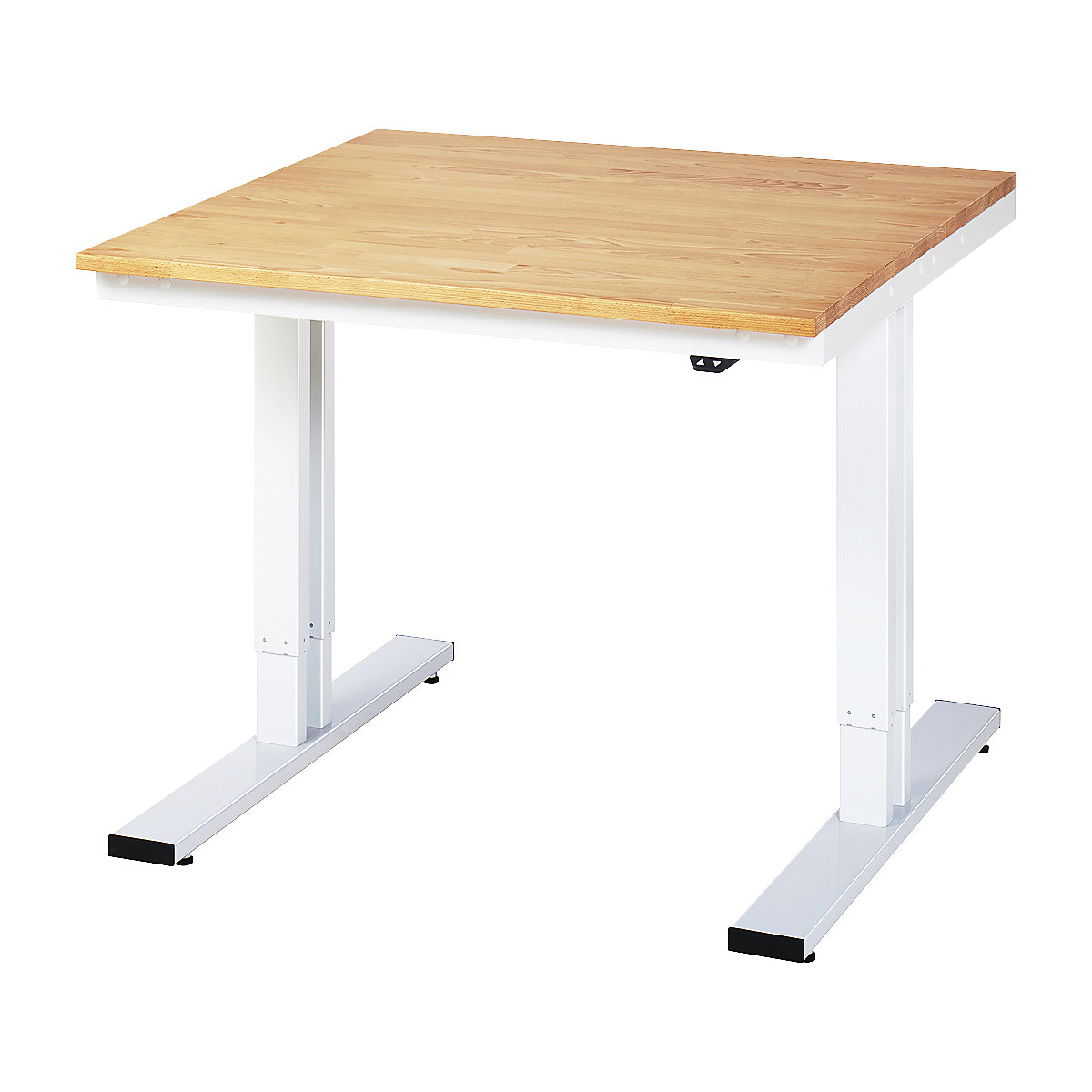Work table, electric height adjustment – RAU, solid beech, max. load 300 kg, WxD 1000 x 1000 mm-6