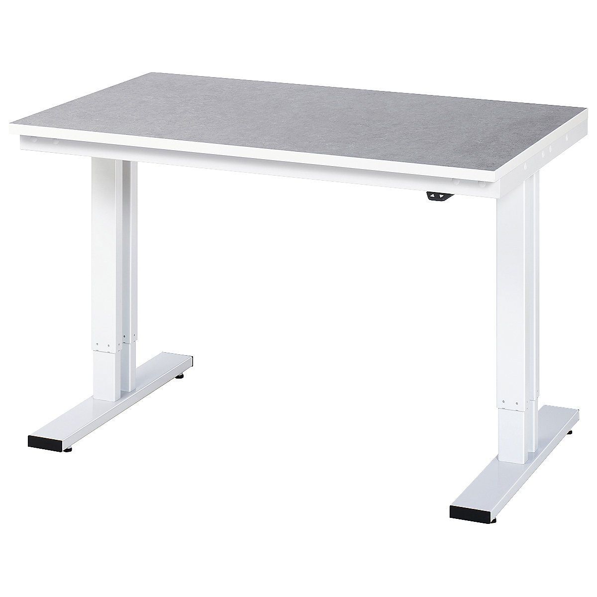 Work table, electric height adjustment – RAU, linoleum cover, max. load 300 kg, WxD 1250 x 800 mm-8