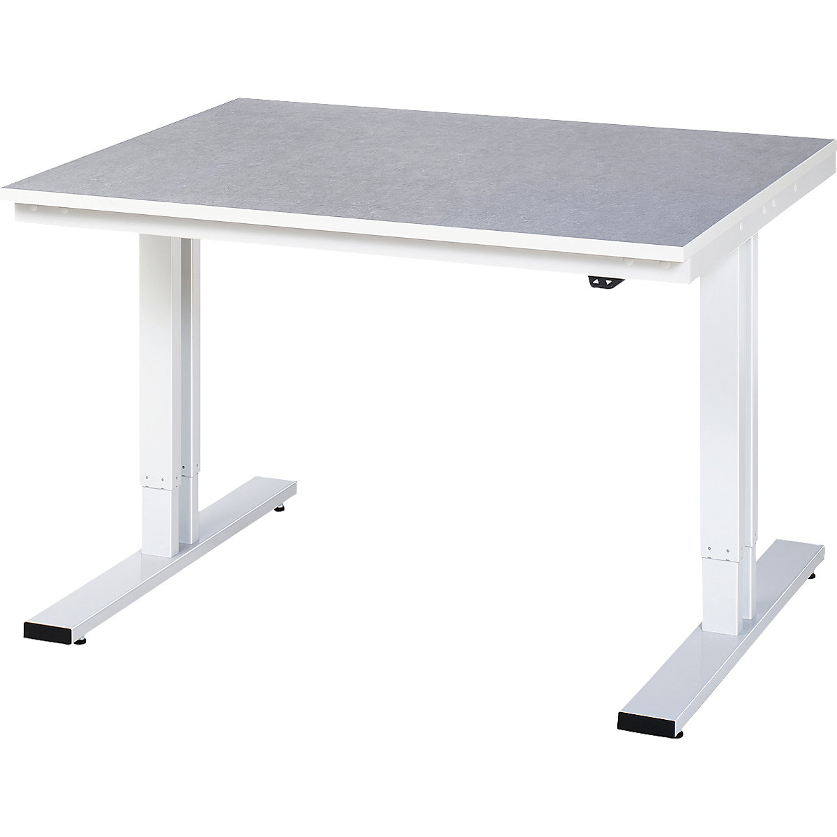 Work table, electric height adjustment – RAU, linoleum cover, max. load 300 kg, WxD 1250 x 1000 mm-7