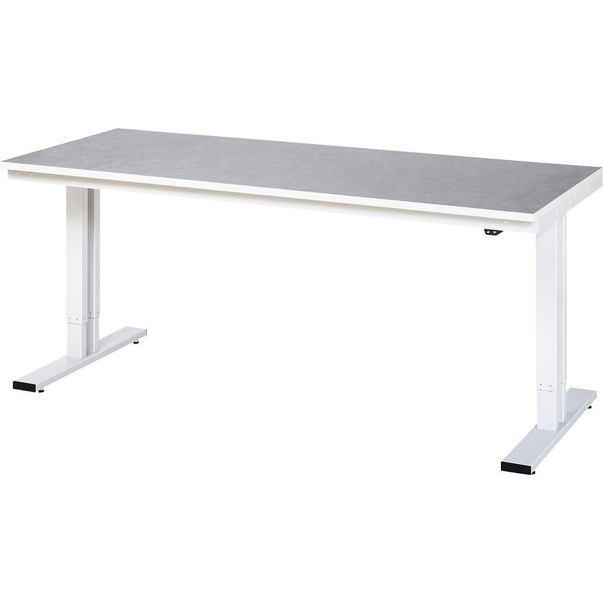 Work table, electric height adjustment – RAU, linoleum cover, max. load 300 kg, WxD 2000 x 800 mm-5