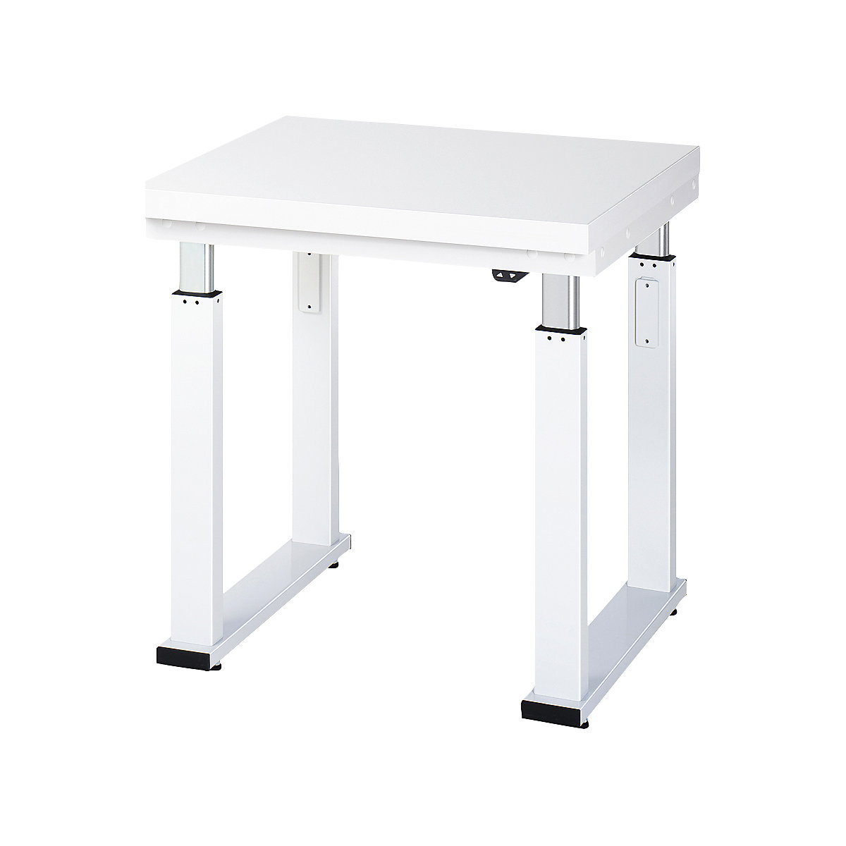 Work table, electric height adjustment – RAU, hardened laminate worktop, max. load 600 kg, WxD 750 x 700 mm-9