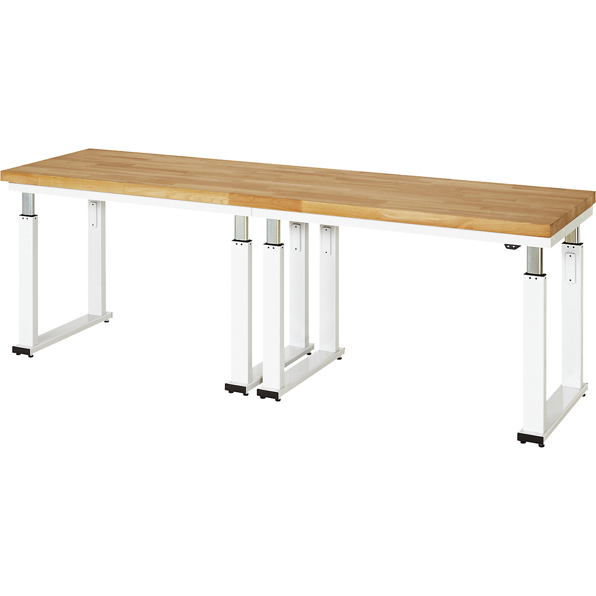 Work table, electric height adjustment – RAU, solid beech, max. load 600 kg, WxD 2500 x 700 mm-5