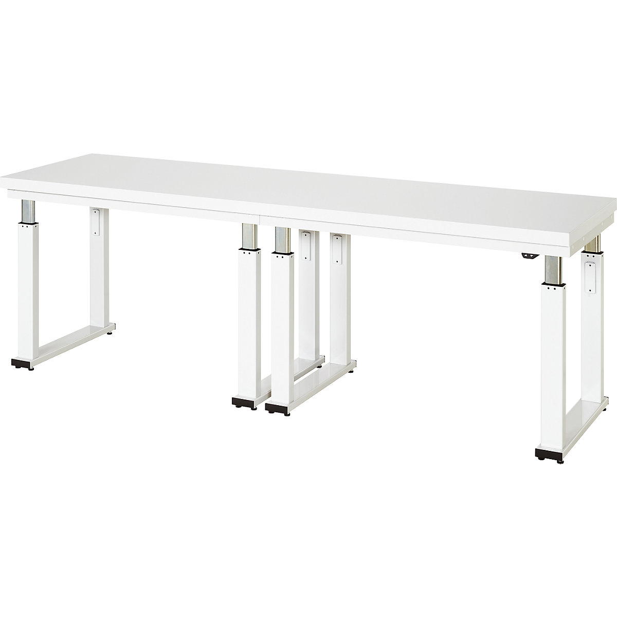Work table, electric height adjustment – RAU, hardened laminate worktop, max. load 600 kg, WxD 2500 x 700 mm-16