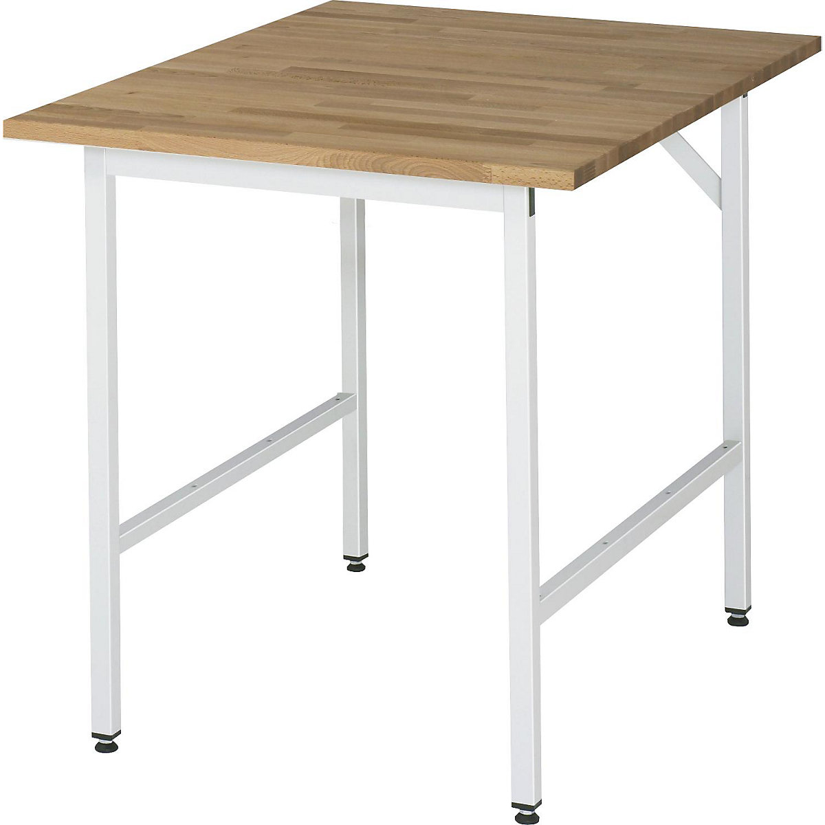 Work table, height adjustable – RAU, 800 – 850 mm, solid beech worktop, WxD 750 x 1000 mm, light grey-13