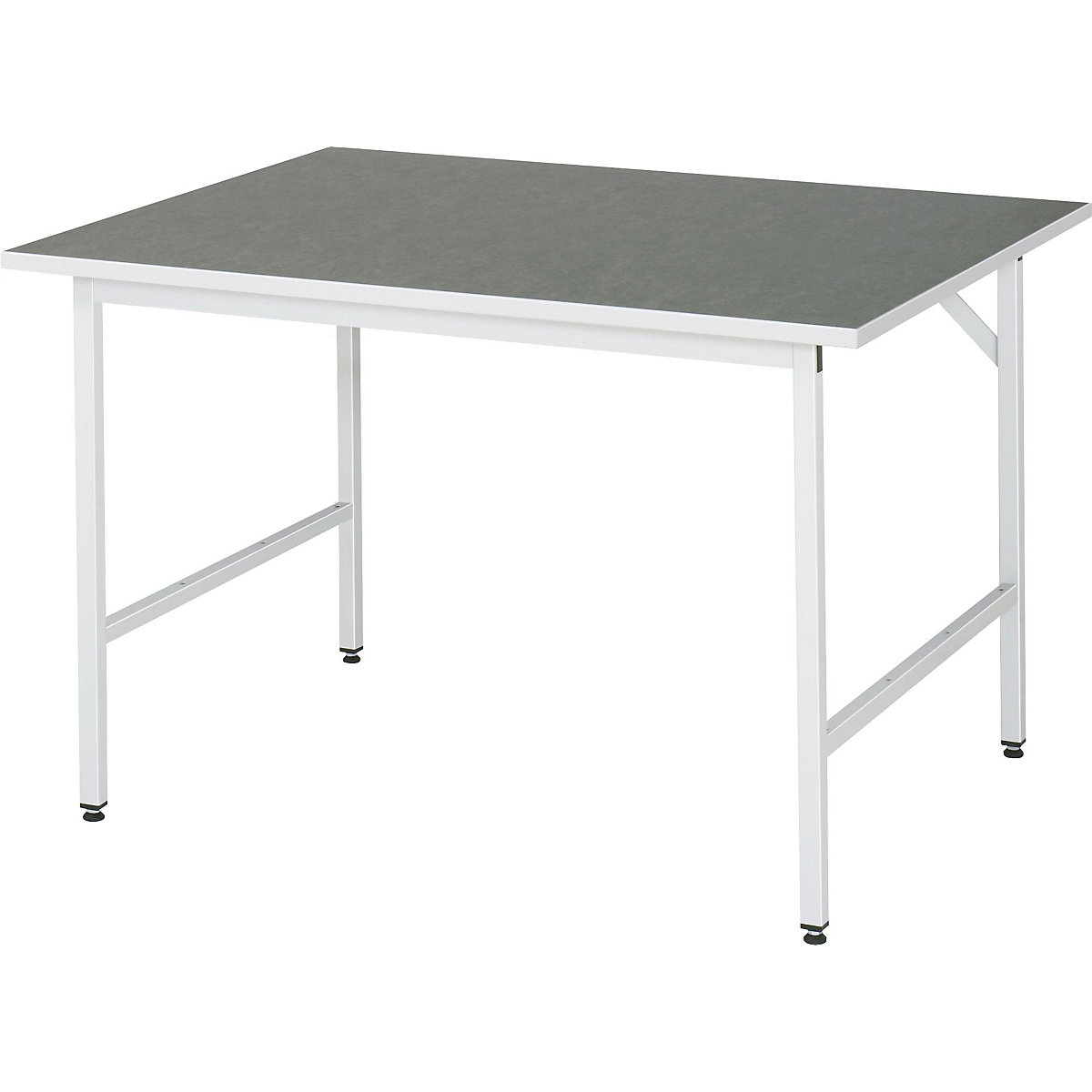Work table, height adjustable – RAU, 800 – 850 mm, linoleum worktop, WxD 1250 x 1000 mm, light grey-9