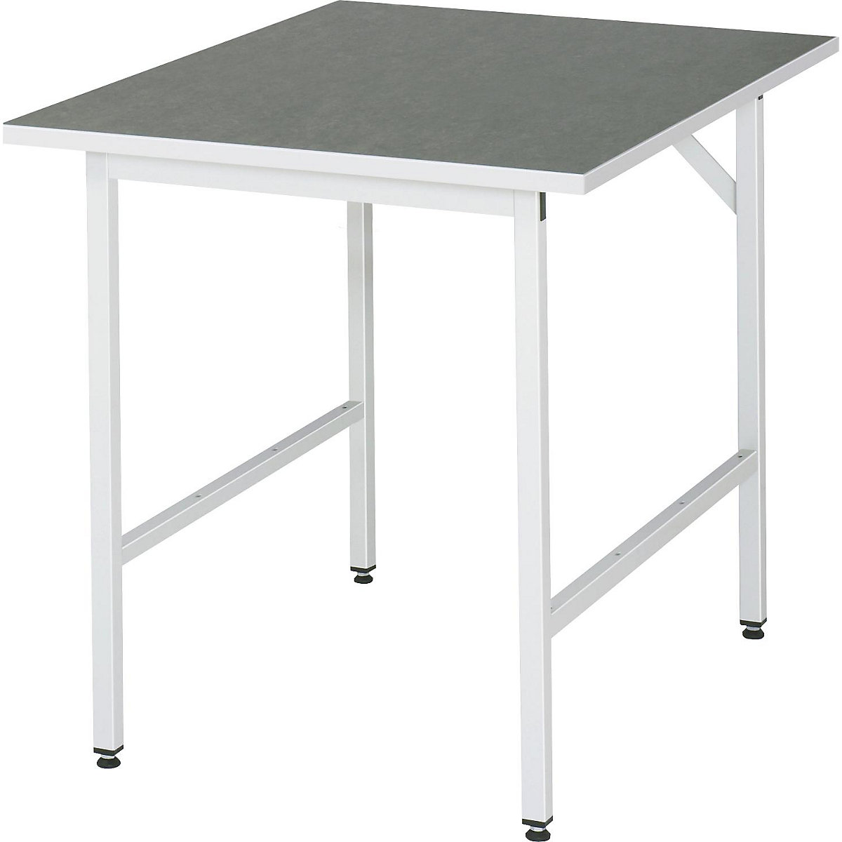 Work table, height adjustable – RAU, 800 – 850 mm, linoleum worktop, WxD 750 x 1000 mm, light grey-12