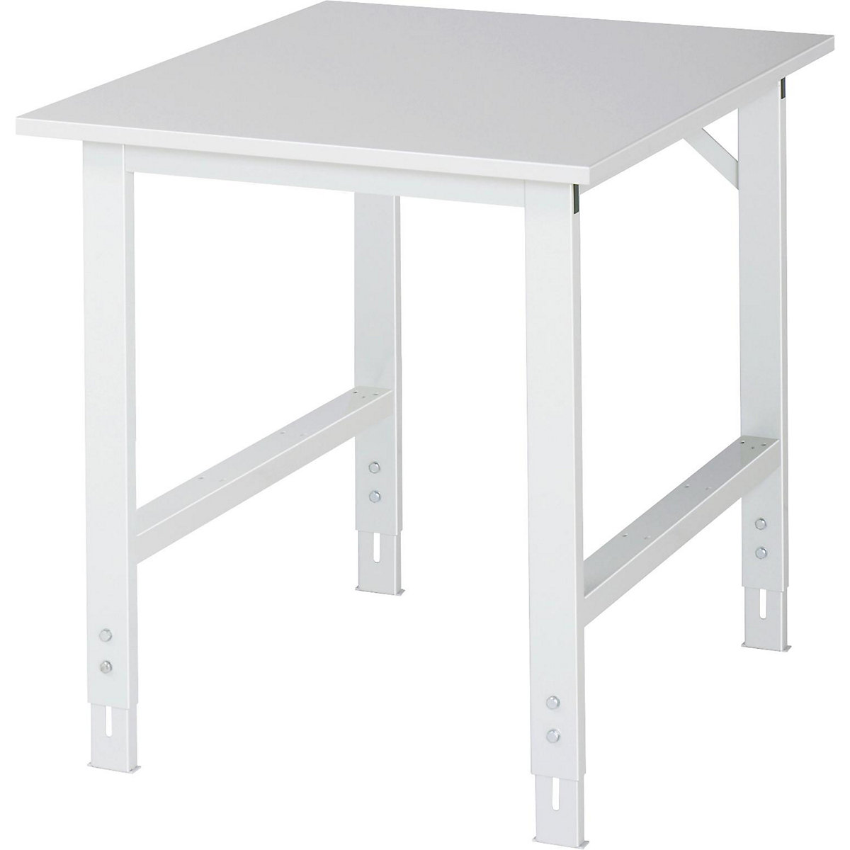 Work table, height adjustable – RAU, 760 – 1080 mm, melamine coated chipboard worktop, WxD 750 x 1000 mm, light grey-8