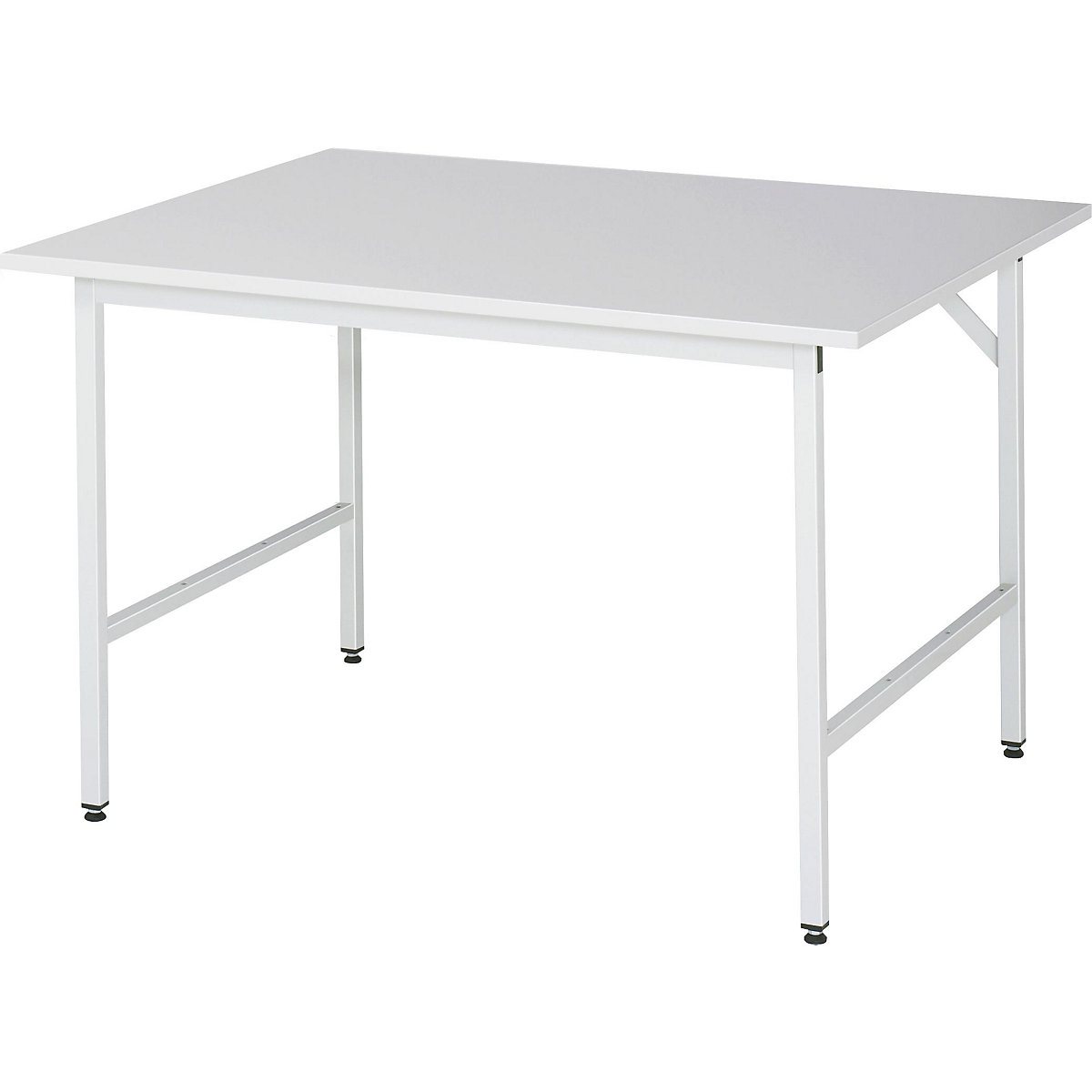 Work table, height adjustable – RAU, 800 – 850 mm, melamine coated chipboard worktop, WxD 1250 x 1000 mm, light grey-14