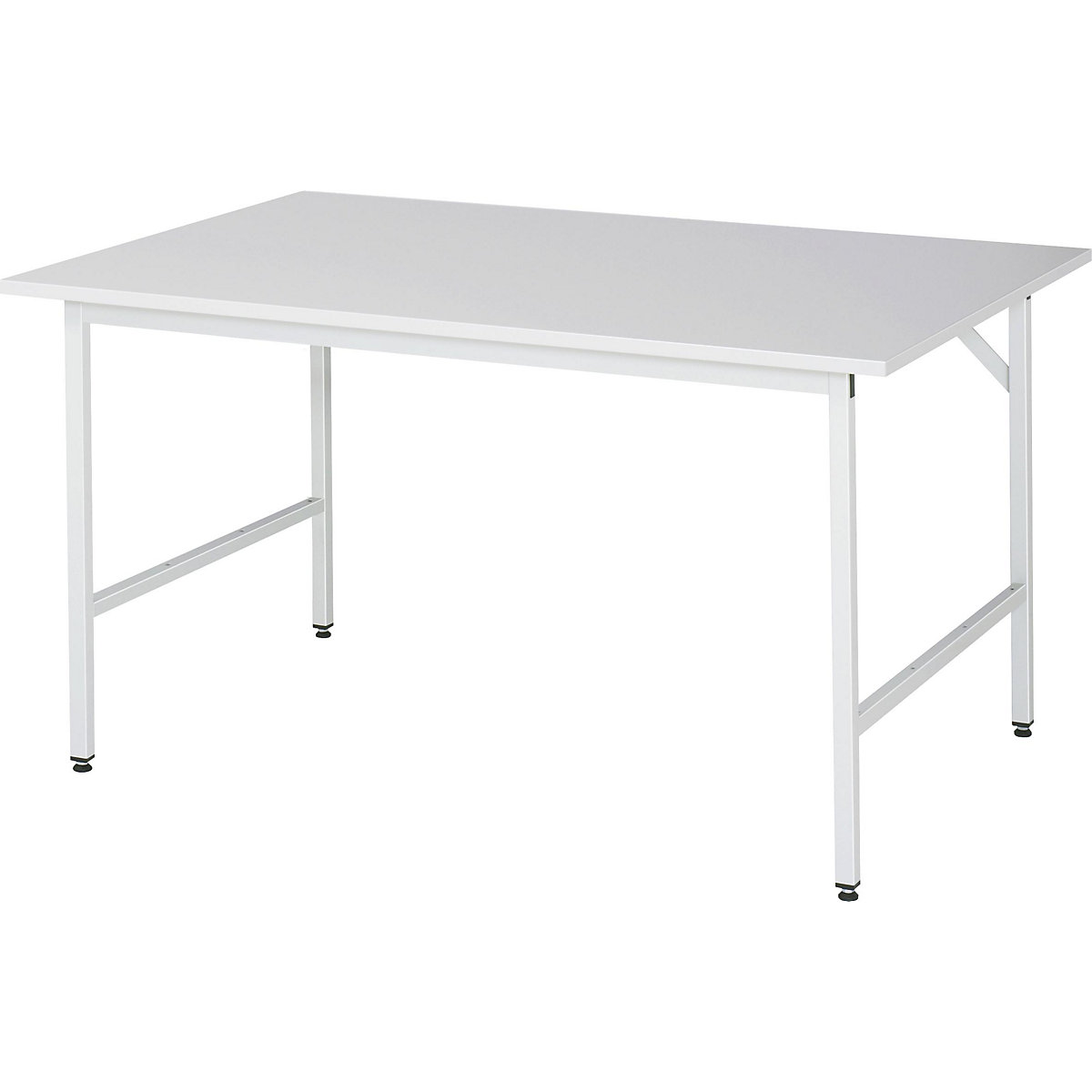 Work table, height adjustable – RAU, 800 – 850 mm, melamine coated chipboard worktop, WxD 1500 x 1000 mm, light grey-9